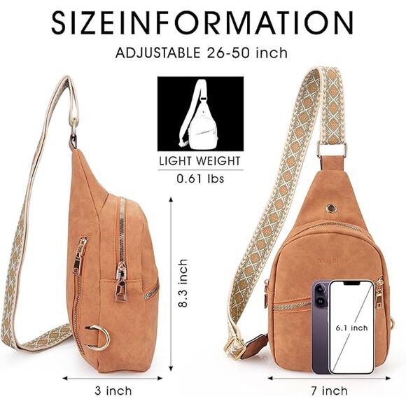 New TORFRUE Sling Bag For Women, Small Crossbody Bags, Chest Bags, PU Leather - Picture 6 of 7